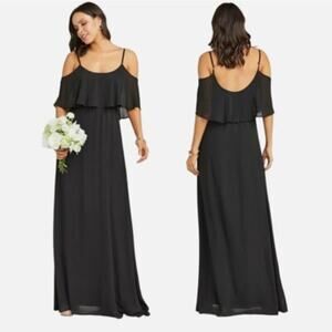 Show Me Your Mumu Caitlin Ruffle Maxi Dress Womens S Black Bridesmaid